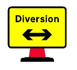 Portable Road Works Signs | Road Cone Signs | 1050 x750mm Cone sign Diversion Reversible Arrow