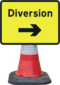 Portable Road Works Signs | Road Cone Signs | 1050x750mm Diversion - Arrow Right