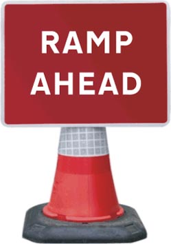 Portable Road Works Signs | Road Cone Signs | 1050x750mm Ramp Ahead