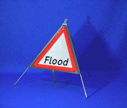 Portable Road Works Signs | One Piece Tripod Signs | Flood