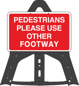 Portable Road Works Signs | Endura Plastic Signs | Pedestrians Use Other Footway Folding Plastic Sign