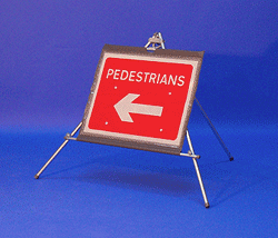 Portable Road Works Signs | One Piece Tripod Signs | Pedestrians arrow Left