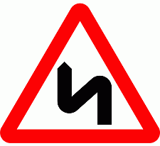 Road Signs | triangular warning signs | Double bend first to left