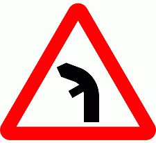 Road Signs | triangular warning signs | Left junction on inside of bend ahead