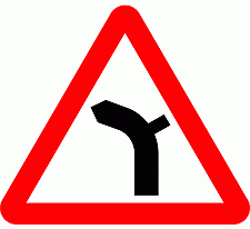 Road Signs | triangular warning signs | Left junction on outside of bend ahead