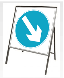 Stanchion Signs | Square Plate Circular Signs | 610 Keep Right