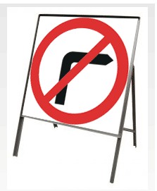 Stanchion Signs | Square Plate Circular Signs | 612 No right turn