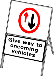 Stanchion Signs | Square Plate Circular Signs | 615 Priority to oncoming traffic
