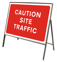 Stanchion Signs | Red Information Signs | Caution site traffic