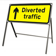 Stanchion Signs | Yellow Diversion Signs | Diverted traffic arrow ahead