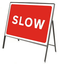 Stanchion Signs | Red Information Signs | Slow