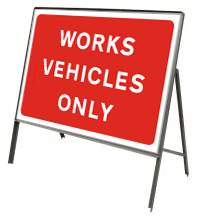 Stanchion Signs | Red Information Signs | Works vehicles only