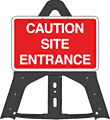 Portable Road Works Signs | Endura Folding Plastic Signs | Caution Site Entrance Folding Plastic Sign