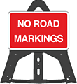 Portable Road Works Signs | Endura Folding Plastic Signs | No Road Markings Folding Plastic Sign