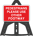 Portable Road Works Signs | Endura Folding Plastic Signs | Pedestrians Use Other Footway Folding Plastic Sign
