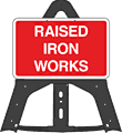 Portable Road Works Signs | Endura Folding Plastic Signs | Raised Iron Works Folding Plastic Sign
