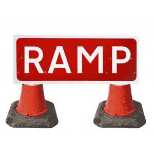 Portable Road Works | Road Cone Signs | 1050x450mm Ramp - 7013