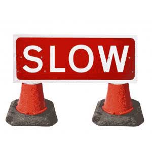 Portable Road Works | Road Cone Signs | 1050x450mm Slow - 7013