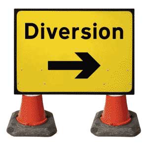 Portable Road Works | Road Cone Signs | 1050x750mm Diversion Arrow Right - 2702