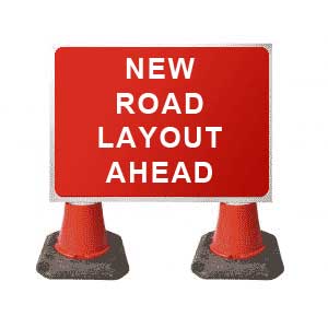 Portable Road Works | Road Cone Signs | 1050x750mm New Road Layout Ahead