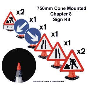 Portable Road Works | Road Cone Signs | 600mm Chapter 8 Cone Sign Kit