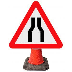Portable Road Works | Road Cone Signs | Road Narrows on both sides - 517