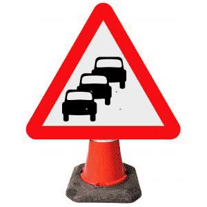 Portable Road Works | Road Cone Signs | Traffic Queues Likely on Road Ahead - 584