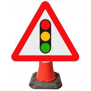 Portable Road Works | Road Cone Signs | Traffic Signals Ahead - 543