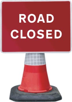 Portable Road Works Signs | Road Cone Signs | 1050x750mm Road Closed