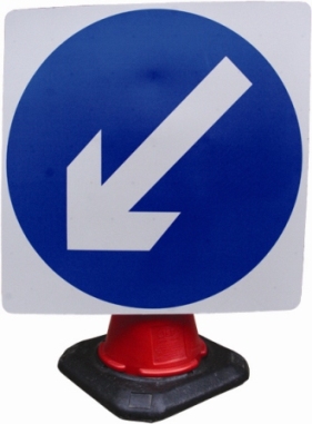 Portable Road Works Signs | Road Cone Signs | 750mm Cone Sign Directional Arrow Fixed Left