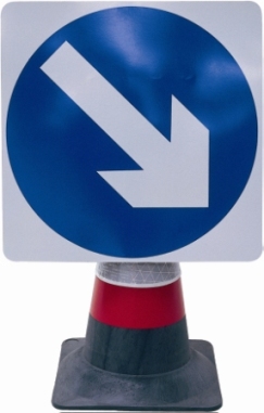 Portable Road Works Signs | Road Cone Signs | 750mm Cone Sign Directional Arrow Fixed Right