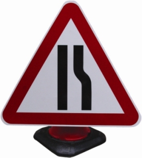 Portable Road Works Signs | Road Cone Signs | 750mm Cone Sign Road Narrows Right
