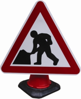 Portable Road Works Signs | Road Cone Signs | 750mm Men at Work Cone Sign
