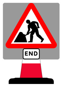 Portable Road Works Signs | Road Cone Signs | 750x750mm Works End