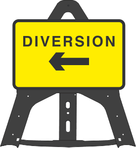 Portable Road Works Signs | Endura Plastic Signs | 754 Diversion Left Folding Plastic Sign