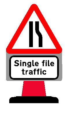 Portable Road Works Signs | Road Cone Signs | 850x1000mm Single File Traffic