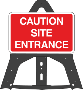 Portable Road Works Signs | Endura Plastic Signs | Caution Site Entrance Folding Plastic Sign