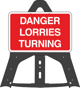 Portable Road Works Signs | Endura Plastic Signs | Danger Lorries Turning Folding Plastic Sign