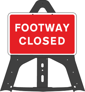 Portable Road Works Signs | Endura Plastic Signs | Footway Closed Folding Plastic Sign