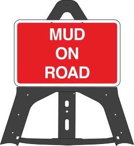 Portable Road Works Signs | Endura Plastic Signs | Mud On Road Folding Plastic Sign