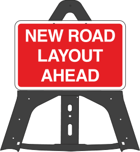 Portable Road Works Signs | Endura Plastic Signs | New Road Layout Folding Plastic Sign
