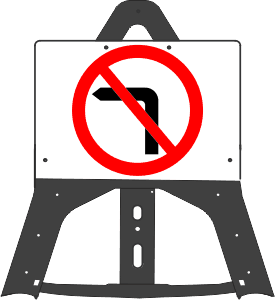 Portable Road Works Signs | Endura Plastic Signs | No Left Turn 612 Folding Plastic Sign