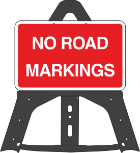 Portable Road Works Signs | Endura Plastic Signs | No Road Markings Folding Plastic Sign