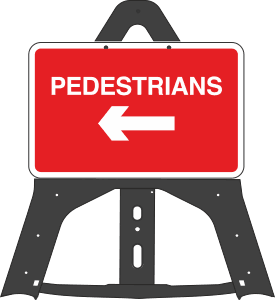 Portable Road Works Signs | Endura Plastic Signs | Pedestrians Left Folding Plastic Sign