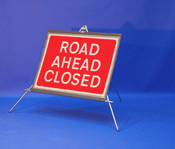 Portable Road Works Signs | One Piece Tripod Signs | Road Ahead Closed
