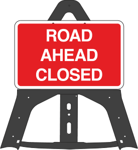 Portable Road Works Signs | Endura Plastic Signs | Road Ahead Closed Folding Plastic Sign