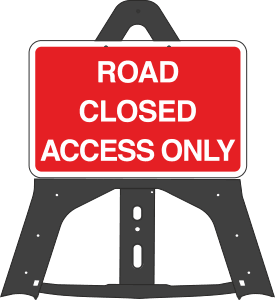 Portable Road Works Signs | Endura Plastic Signs | Road Closed Access Only Folding Plastic Sign