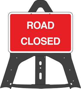 Portable Road Works Signs | Endura Plastic Signs | Road Closed Folding Plastic Sign
