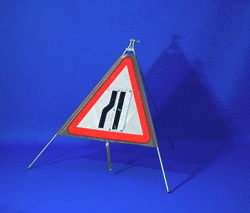 Portable Road Works Signs | One Piece Tripod Signs | Road Narrows reversible