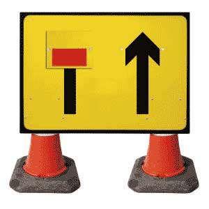 Portable Road Works | Road Cone Signs | 1050x750mm Lane Closure - 2 Lane 7205